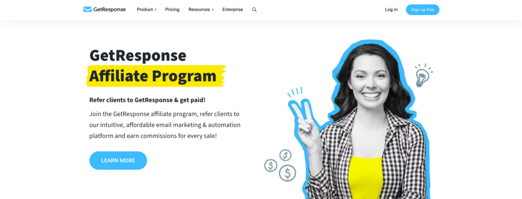 GetResponse Affiliate Program landing page