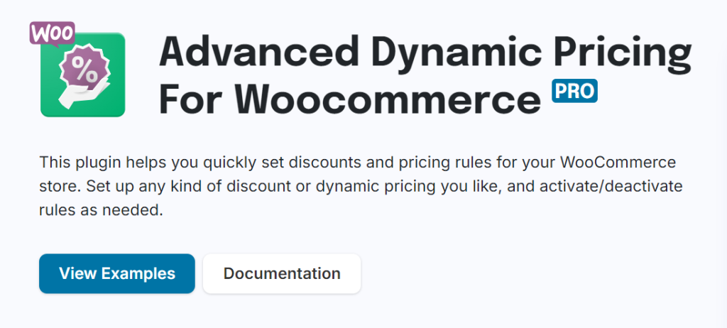 The Advanced Dynamic Pricing for WooCommerce's landing page