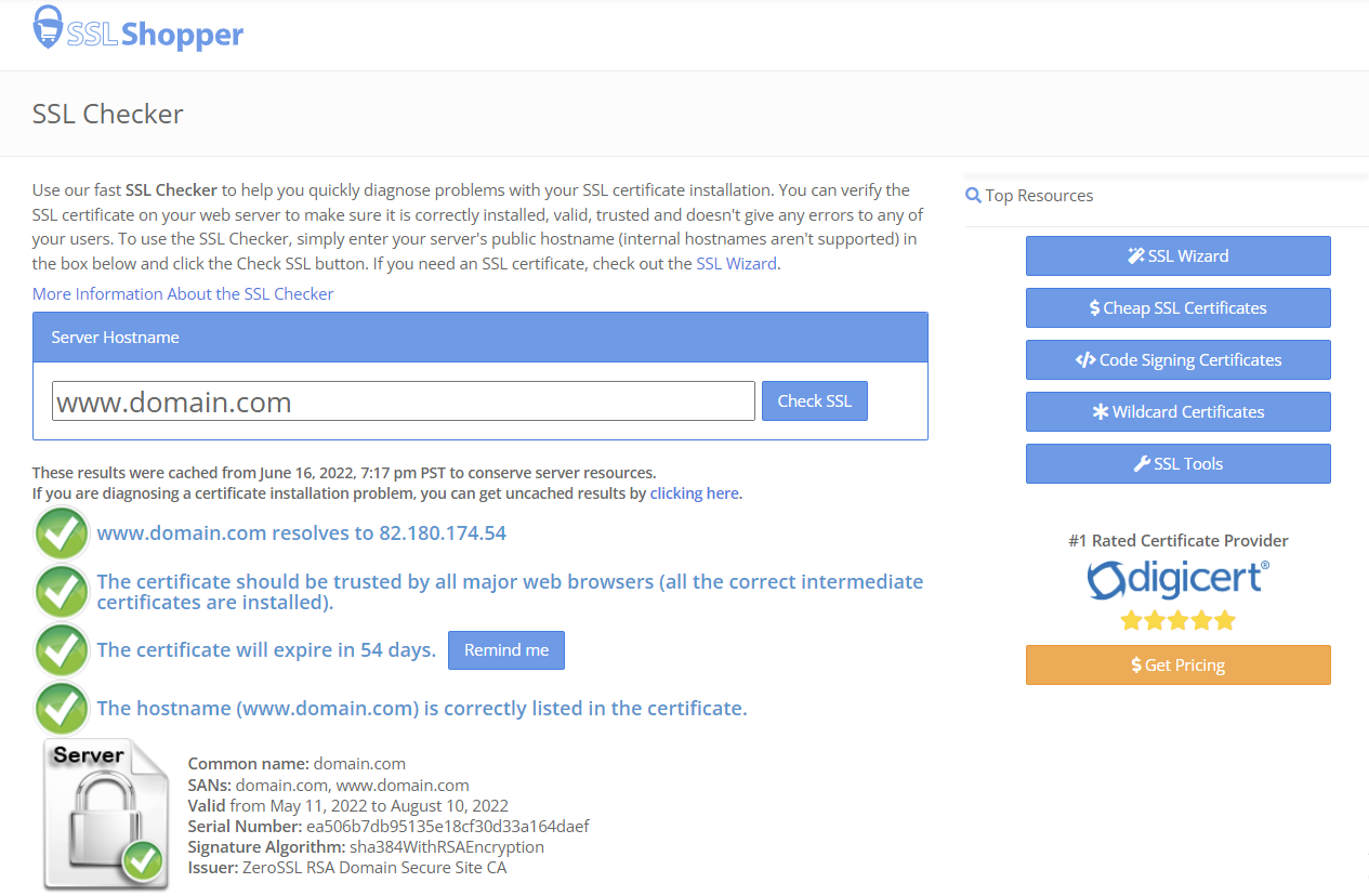 Check ssl certificate