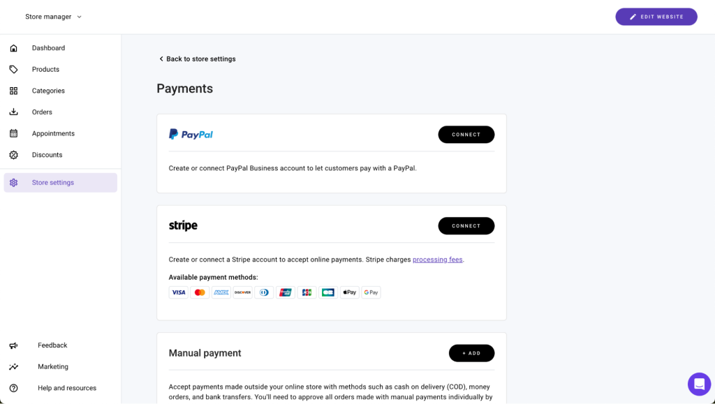 Payment settings