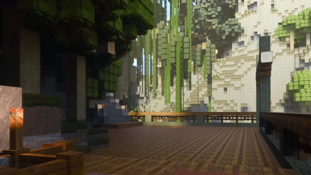A screenshot of a YouTube video showing a modded Minecraft gameplay with ray-tracing turned on