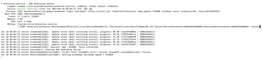 SA's running server on terminal