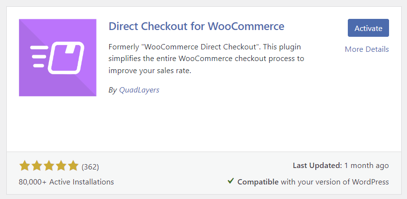 WooCommerce Direct Checkout WordPress plugin