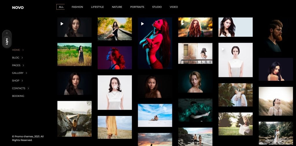 novo video and image portfolio layout