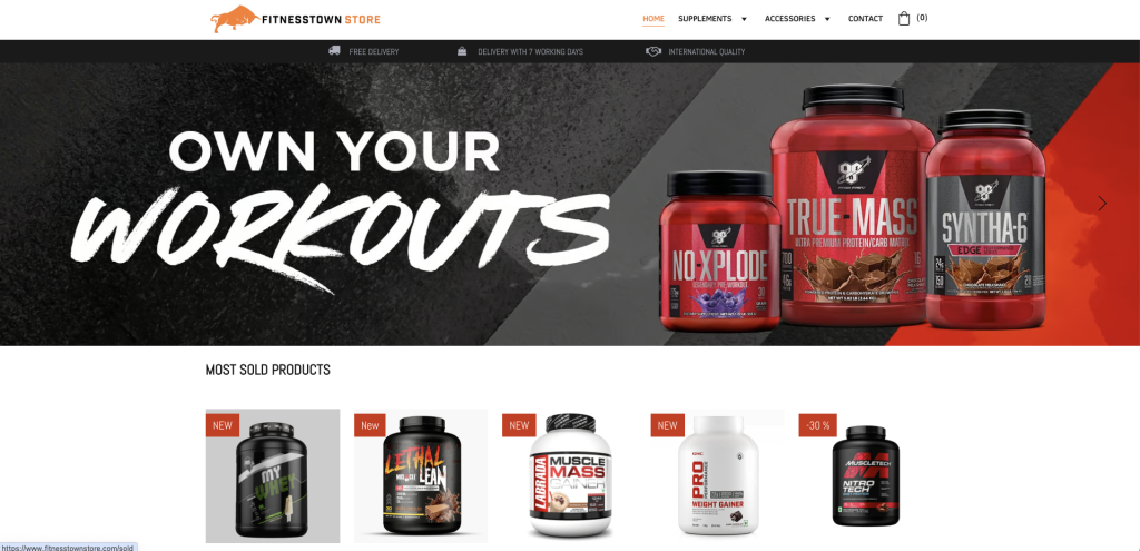 Fitnesstown Store landing page