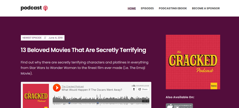 An example podcast site using the Podcast theme