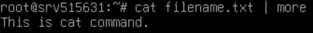 Terminal window showing the output of cat filename.txt | more command