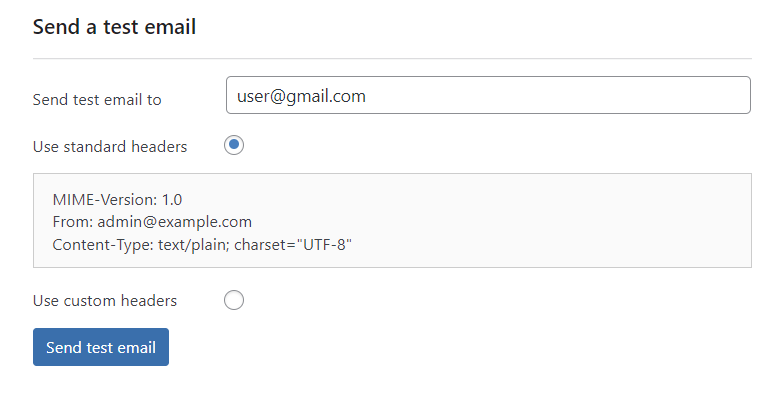 The test email sending feature in the Check & Log Email plugin