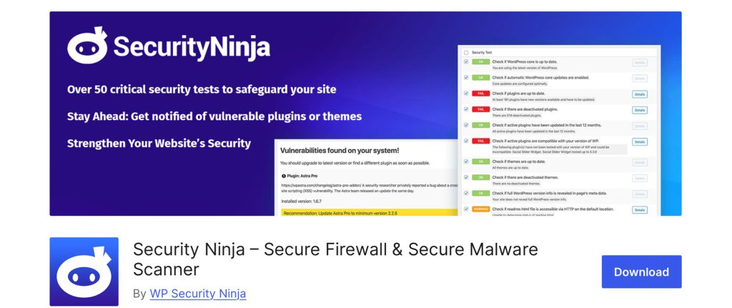 The Security Ninja plugin page.