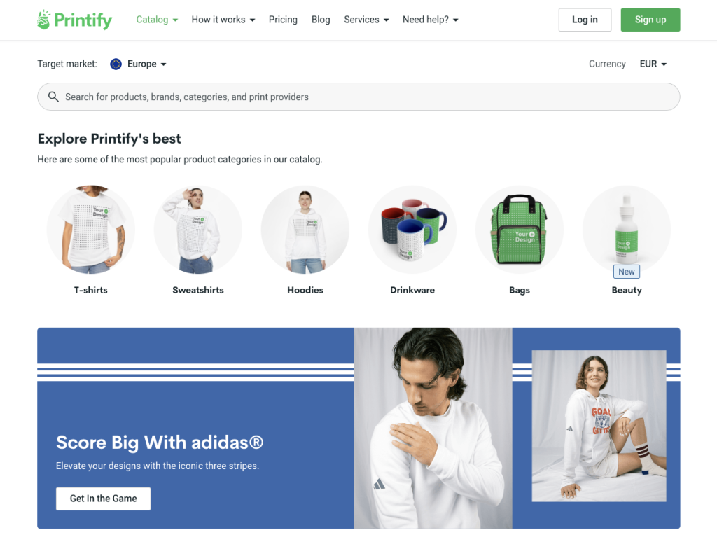 Example of a print on demand platform Printify