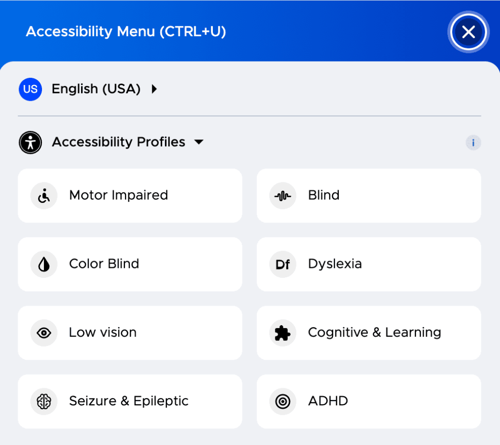 Accessibility profiles in UserWay