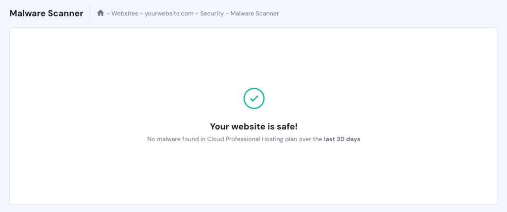 Malware scanner in Hostinger hPanel