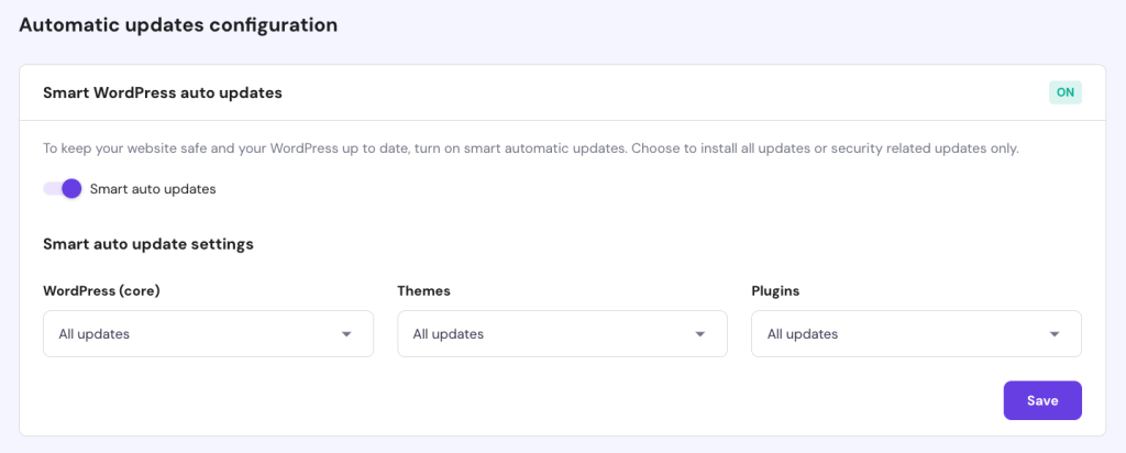 Smart WordPress Automatic Updates in Hostinger