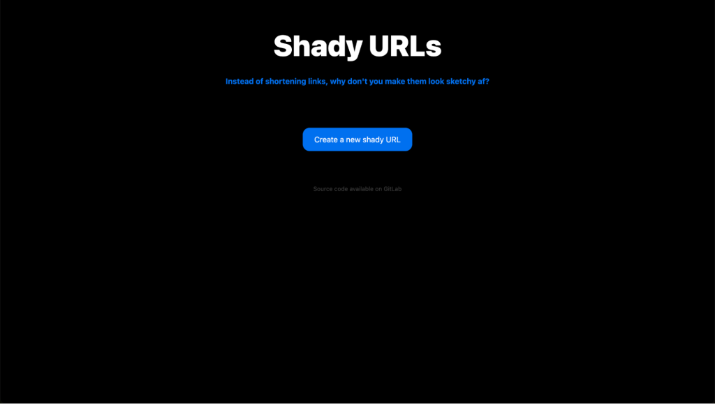 Shady URLs homepage