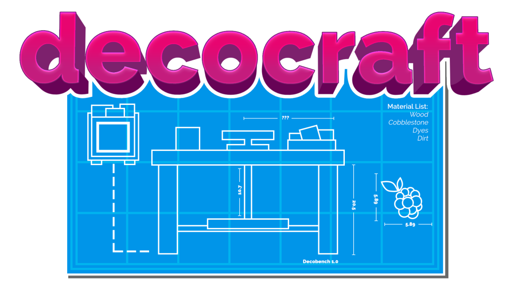 decocraft logo with a blueprint of a desk below it