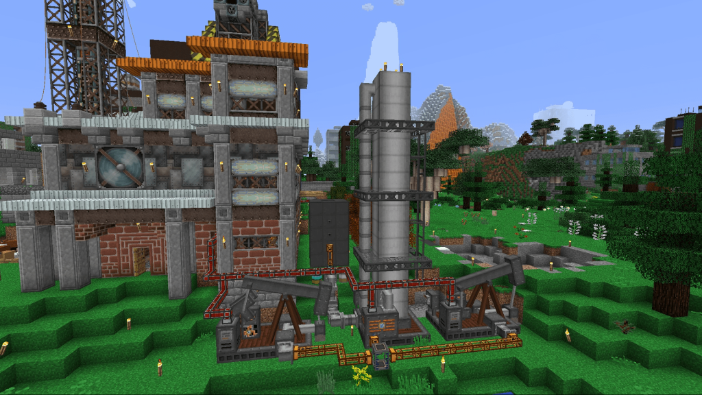 Minecraft screenshot displaying what seems to be an industrial complex or a power plant