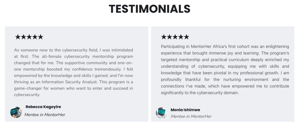 Testimonials of MentorHer Africa