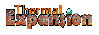 "Thermal Expansion" logo containing the same text, with magma textures applied to the font