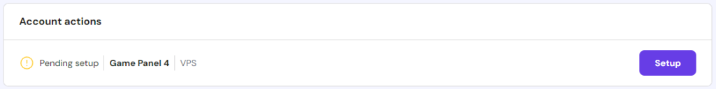 Hostinger Game Panel setup action