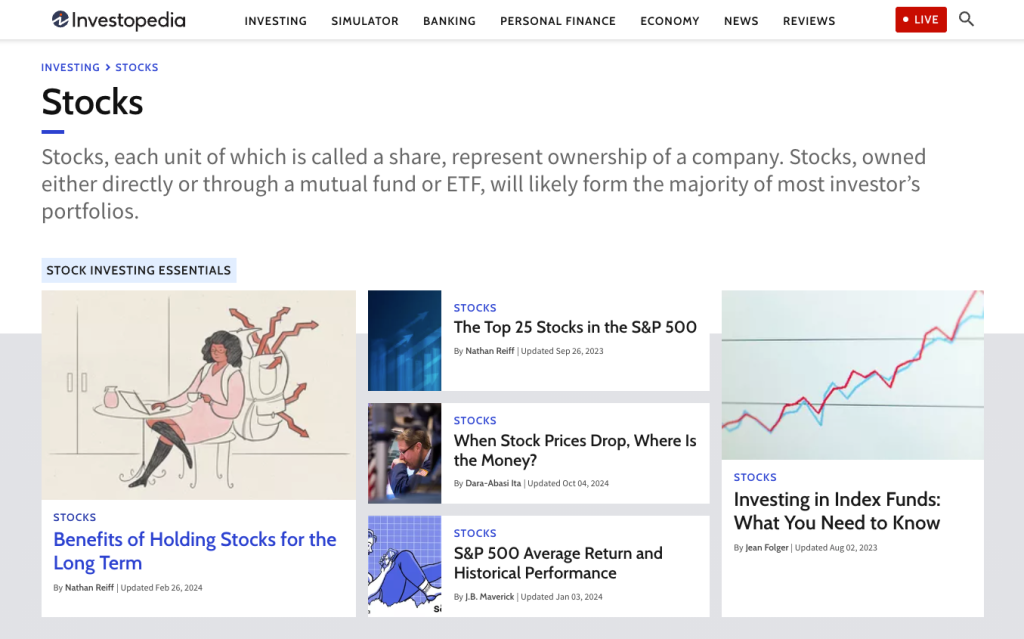 Investopedia homepage