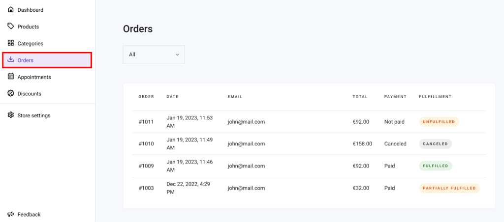 Using Hostinger's website builder to track orders