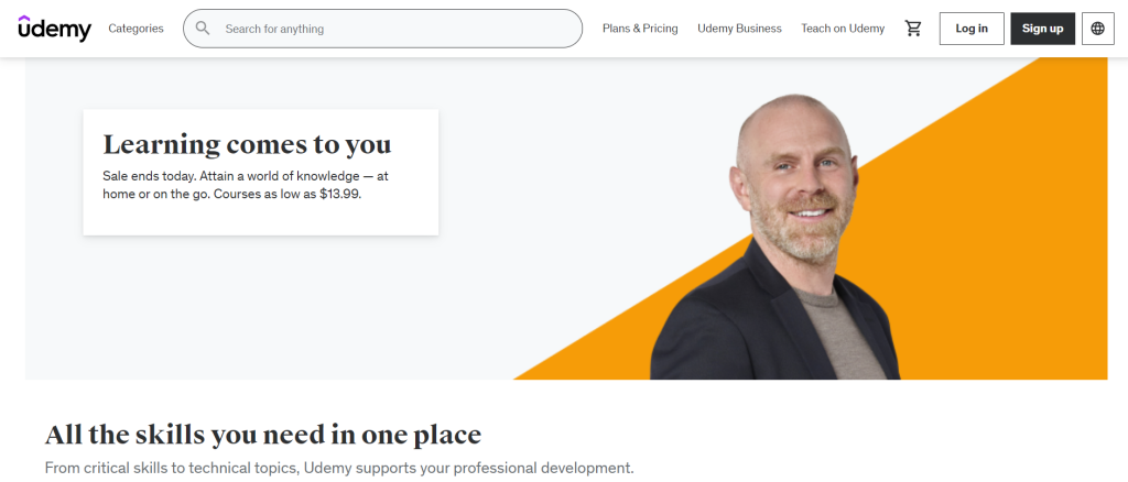 Udemy's home page