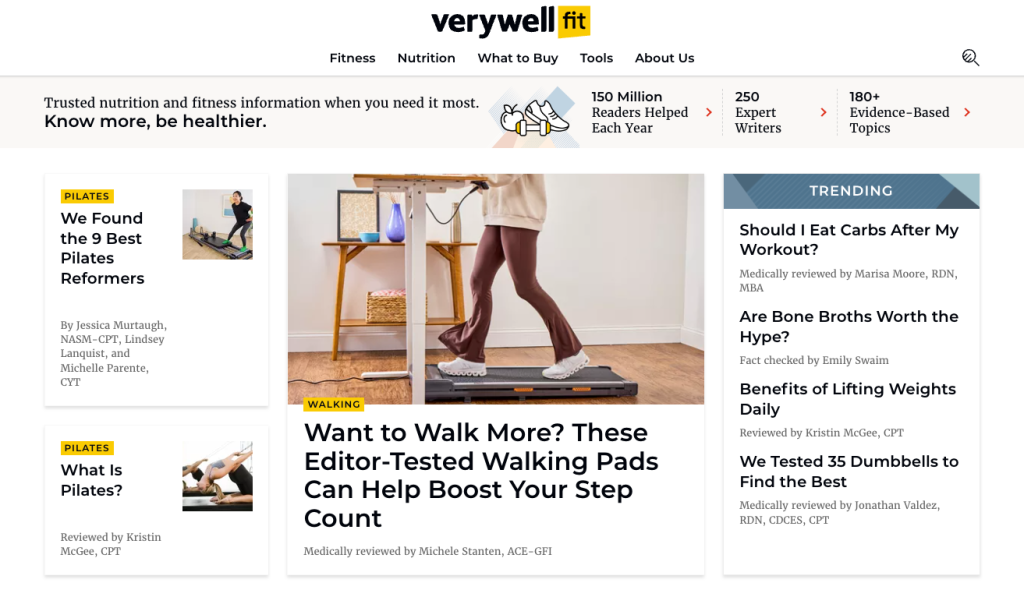 Verywell Fit homepage