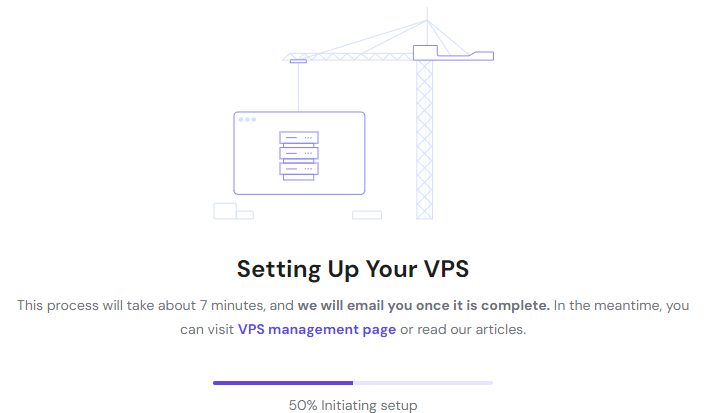 Hostinger VPS setup loading screen