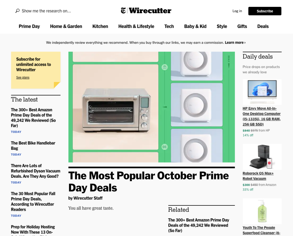 Wirecutter homepage