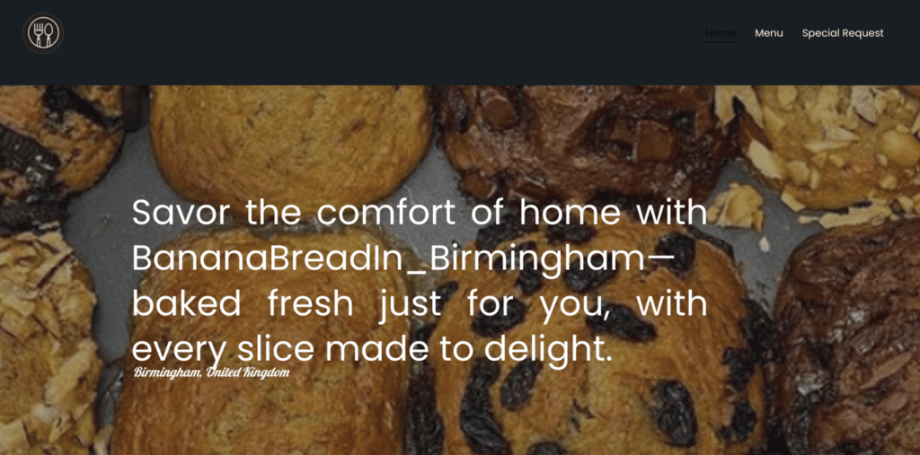 Homepage of Banana Bread in Birmingham