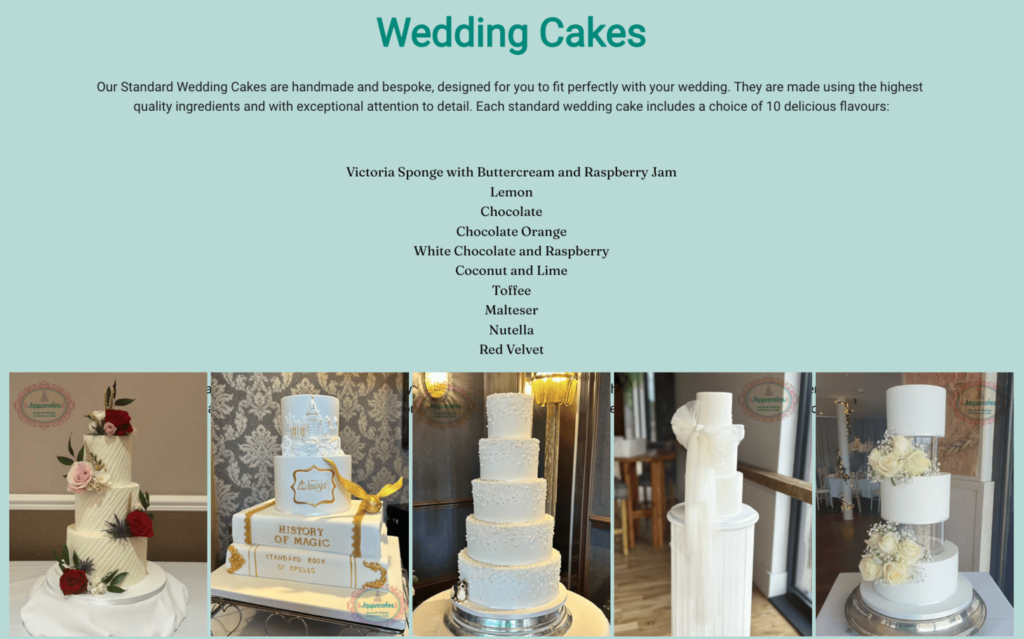 Wedding cakes page of Jappacakes