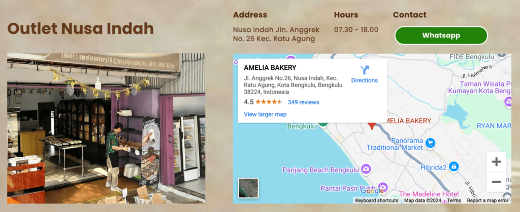 Location details of Amelia Bakery and Cake