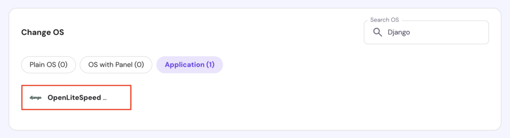 The OpenLiteSpeed with Django template in hPanel's VPS